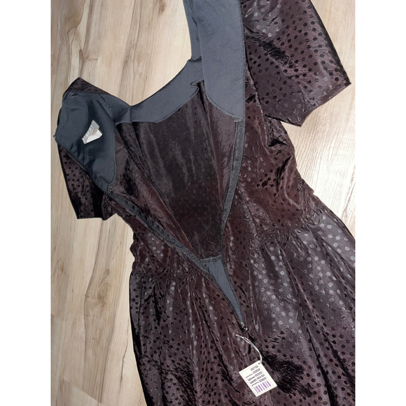 Vintage Black on Black Polka Dot Party Dress 9/10 - Picture 8 of 8